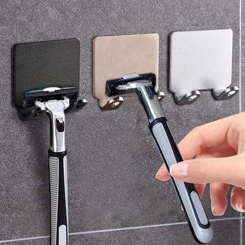 3PCS Hook Punch Free Shaving Razor Holder Shaving Shaver Storage Hook Wall Shelf Bathroom Razor Rack Wall Kitchen Accessories