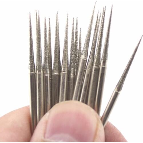 30Pcs 1.5mm Diamond Coated Grinding Needle Bits Burrs Tapered Point Lapidary 15D ILOVETOOL