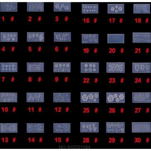 30Pcs/Set 3D Acrylic Silicone Mold Transparent Carving Floral Heart Bokwnot Mould for Nail Art Templates DIY N20 20 Dropshipping