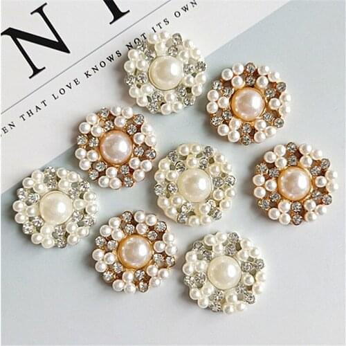 5 pcs/lot Rhinestone Diamond Pearl Rabbit Buttons Alloy Diy Handmade Hair Accessories Necklace Mobile Beauty Key Ring jewelry