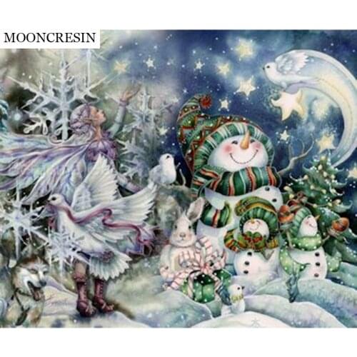 5D Diy Diamond Painting Angel & Snowman Cross Stitch Diamond Embroidery Full Square Mosaic Picture Of Rhinestone Room Decoration
