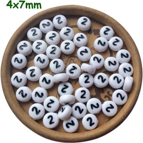 White Flat Round Acrylic Number Spacer Beads 4*7mm Fashion Accessories For DIY Bracelet Necklace Making Findings 3600pcs