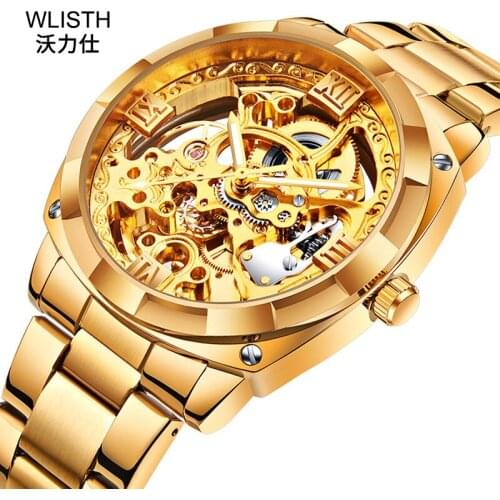 Mechanical watch mens brand watch fashion business hollow through the bottom mechanical watch mens mechanical self winding