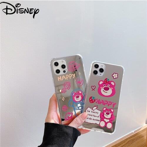 Disney Mirror Strawberry Bear Phone Case for IPhone 7/8/se/7p/8p/xr/x/xs/xsmax/11/12/11p/12p/11pm/12pm/12pm Cute Phone Cover