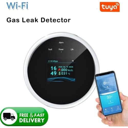 Tuya WiFi Natural Gas Leak Detector Detection Alarm Gas Detector LCD Temperature Sensor For Smart Life