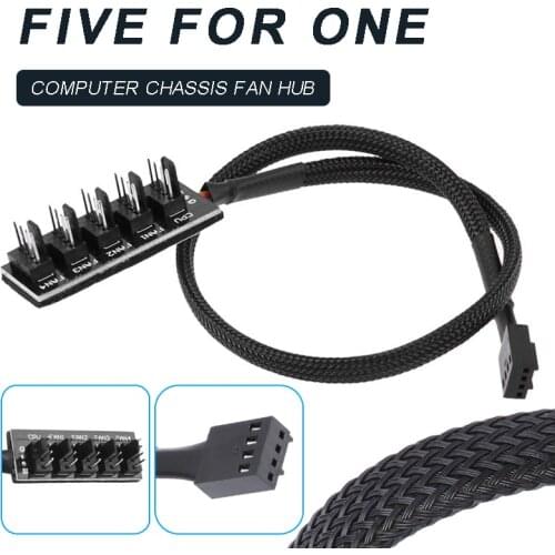 For PC Fan Cooler 1pc Durable Computer Case Cooler Power Splitter Cable 1 Female to 5 Male 4-pin Socket Hub Adapter Mayitr