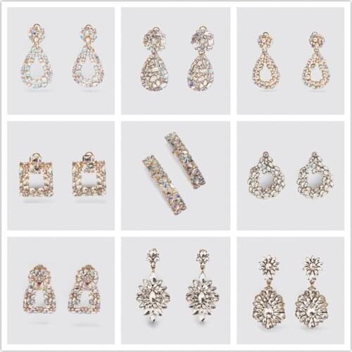 JURAN ZA New Fashion Geometric Crystal Dangle Drop Earrings 2019 Boho Handmade Hanging Earrings For Women Jewelry Gift Wholesale
