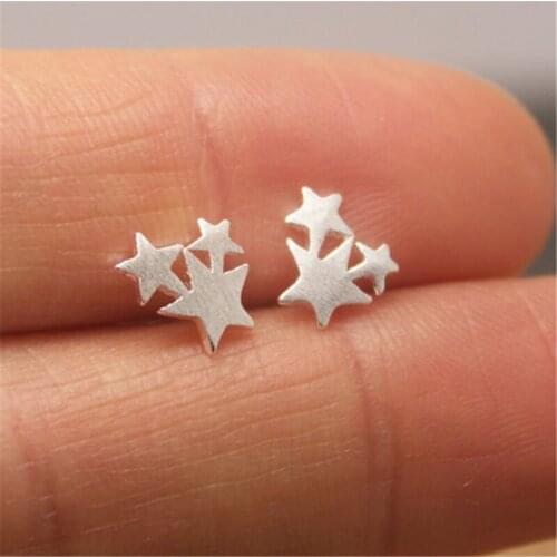 Classic Pentagram stud earrings Combined earrings with three different sizes of pentacle