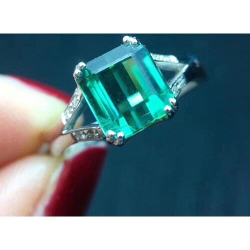 Fine Jewelry Real 18K White Gold AU750 100% Natural Green tourmaline 2.6ct Gemstone male Rings Brazil Origin for men Gift