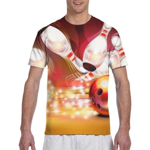 Red Bowling Ball Crashing Into The Pins T shirt Man T-shirt 2020 Summer Round Neck Tshirt Tee Shirts Men Streetwear Short Sleeve