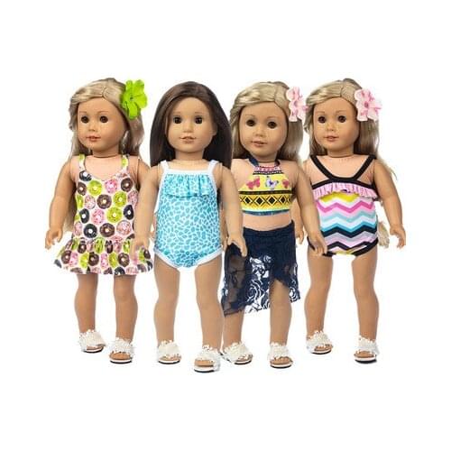 2021 New Pattern Clothes Printed Swimsuit Suit Fit 18 Inch American&43cm Baby New Born Doll Clothes Accessories