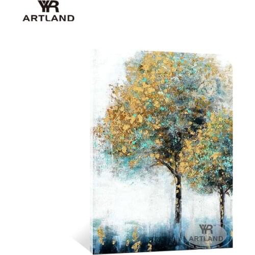 Quadro paintings on the wall Gold money trees Hand drawn abstract canvas oil painting natural scenery wall decoration for room