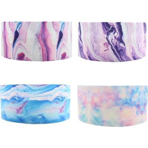 Q&N ribbon 16mm 22mm 25mm 38mm 50mm 75mm Tie-dye Printed Grosgrain Ribbon Webbing 50yards/roll For Hair Tie Free Shipping