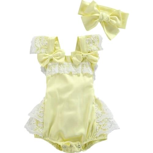 New Baby Girls Summer Romper, Lace Trimming Square Neck Sleeveless Jumpsuit with Crotch Buttons for Toddler, 0-18 Months