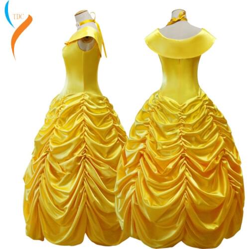 Hot sale Adult princess belle costume women Beauty and the Beast costume fantasia cos halloween costumes for women Dress