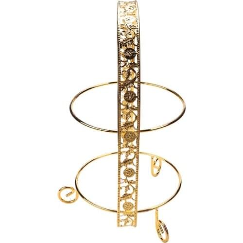 SHGO HOT-Metal Cake Stand Double-Layer Arch-Shaped Golden Fruit Dessert Rack Wedding Birthday Party Decoration Cupcake Stand