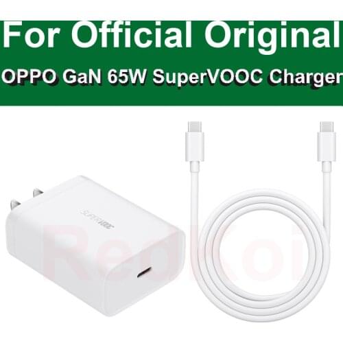 OPPO GaN 65W Mini Charger SuperVOOC Type C Wall Power Adapter Kit Find X3 X2 Reno5 Pro+ Reno4 Pro Reno3 Pro Ace2 A35 A55 A93 K7X