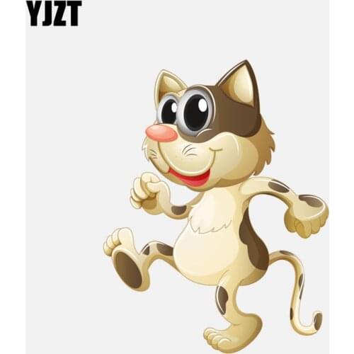 YJZT 11.2CM*14.6CM Big Eyes Cat Dancing Decal PVC Motorcycle Car Sticker 11-01153