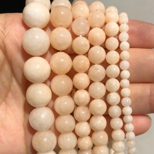 Natural Stone Light Yellow Chalcedony Jades Stone Round Crystal Spacer Beads For Jewelry Making DIY Bracelet Necklace 4/6/8/10mm