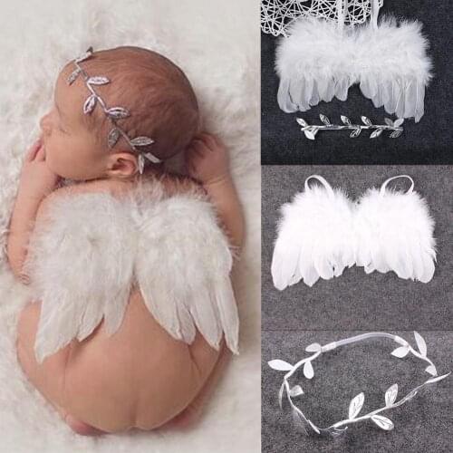 Newborn Photography Props White Angel Wing Baby Photos Props Feather Wing Girls Hair Kids Baby Photography Hair Accessories
