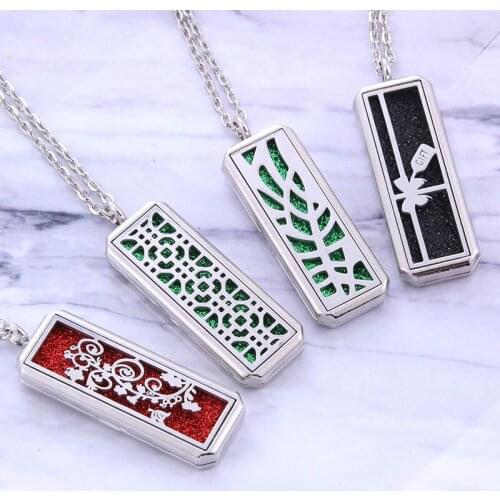 Wholesale New Square Stainless Steel Aromatherapy Diffuser Necklace Jewelry Perfume Locket Pendant Essential Oil Locket Necklace