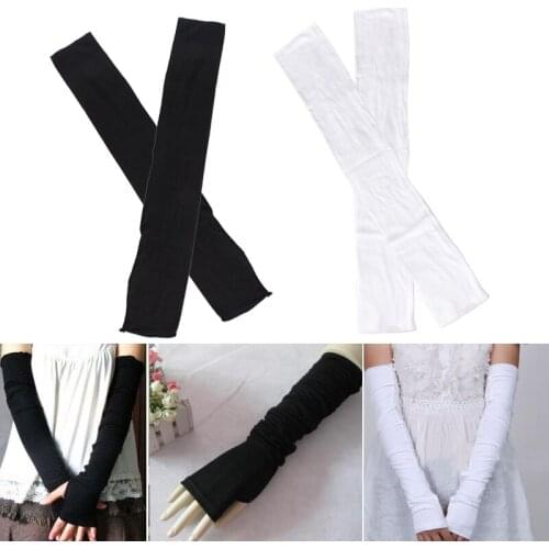 A Pair Fashion Girls Summer Long Half Finger UV Protection Sun Block Gloves 4 Colors ,High Quality Female Gloves