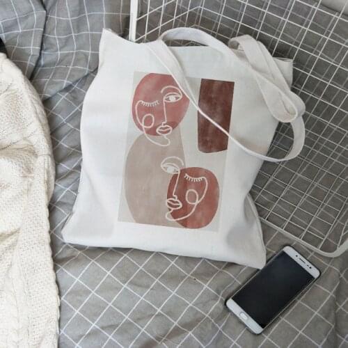 Harajuku Casual Fashion Canvas Abstract Art New Female Ulzzang Fun Hip-hop Ins from Vintage Punk Shoulder Great-capacity Bags