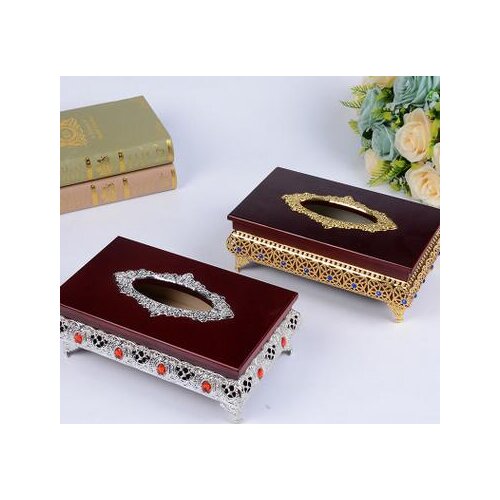 Luxurious wooden tissue box gold tissue box holder cute paper tissue box tissue holder for home decorationZJH046