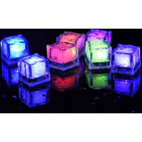 Christmas Gift LED Ice Cubes Flashing 7 Color Auto Changing Crystal Cube Party Wedding Water-Actived Light-up