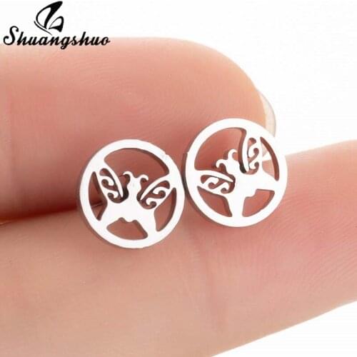 Shuangshuo Stainless Steel Animal Earrings for Women Butterfly Earing Cute Geometric Stud Earings Girls Kids Jewelry Wholesale