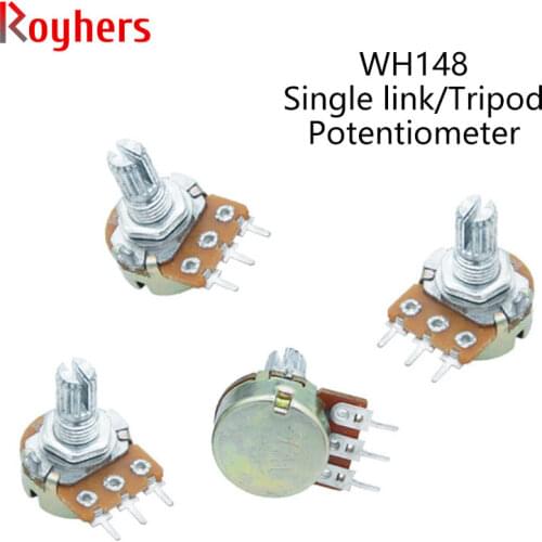 2Pcs WH148 1K 2K 5K 10K 20K 50K 100K 250K 500K 1M 3Pin 15mm Shaft Amplifier Dual Stereo Potentiometer B1K B5K B10K B20K B50K B1M