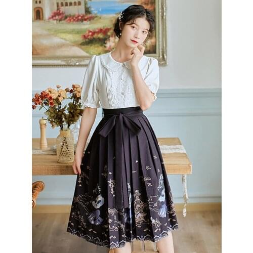 Summer Style Chinese Style Temperament Womens Clothing Chinese Element National Style Suit Dress Doll Collar Two-Piece Dress