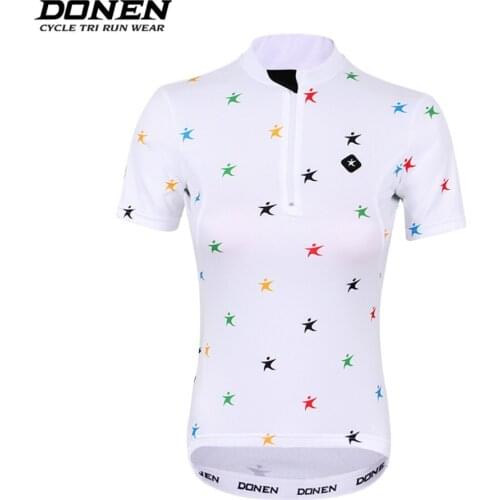 DONEN Black White women Lovely Cycling Jersey Short Sleeve Jersey Bicycle Summer Breathable Dry Printed Cycling Sport Jersey