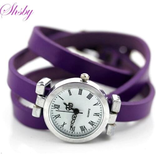 Shsby New fashion hot-selling womens long leather female watch ROMA vintage watch women dress watches
