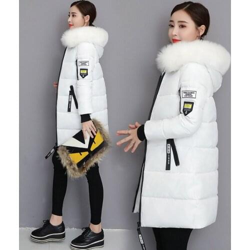 Winter coats women down jacket Big fur collar Long Parka Warm Slim Winter Coat female Puffer Jacket plus size Outwear Coat Lady