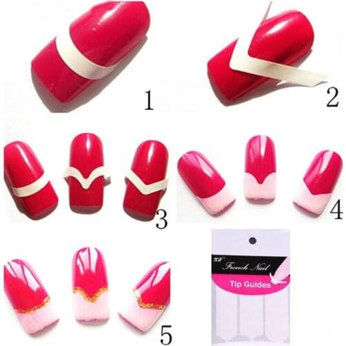 1/100 Pack French Stencil Nail Art Form Fringe Guides Manicure Sticker Tips Tape