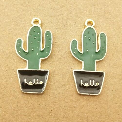 10pcs 13x26mm enamel cactus charm for jewelry making earring pendant necklace bracelet charm
