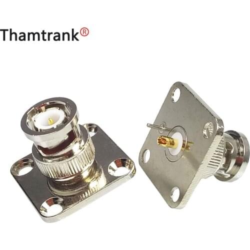 10pcs/pcs BNC Male Plug Chassis 4-hole BNC Panel Mount RF Coaxial Adapter Male Panel Chassis for CCTV Camera