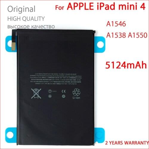 100% Genuine A1546 5124mAh Tablet Battery For iPad Mini 4 Mini4 A1538 A1546 A1550 High Quality Tablet New Batteries Batteria