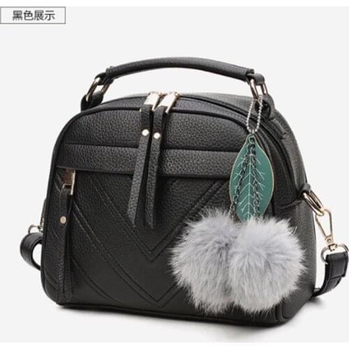 2021 PU Leather Handbag For Women Girl Fashion Tassel Messenger Bags With Ball Bolsa Female Shoulder Bags Party Crossby Bag