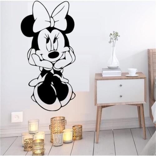 3D Thinker Minnie Decorative Wall Stickers Watching Vinyls Adhesive Child Wallpaper Murals for Teen Room Decor Aesthetic Decals
