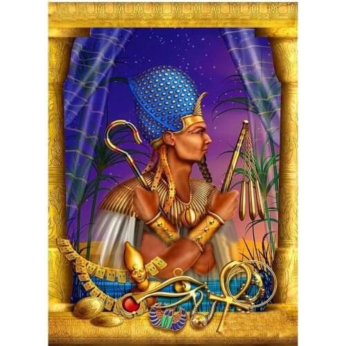5D Full Square round Diamond Painting Egyptian Pharaoh Diamond Mosaic picture of rhinestone Diamond Embroidery Egypt Art A1820