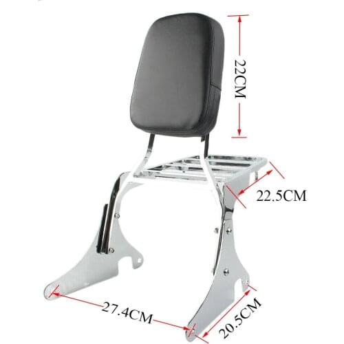 Motorcycle Sissy Bar Backrest Luggage Rack For Kawasaki Vulcan VN400 VN800 1995-20205 2006 2007 2008 2009 2010 2011 2012 Chrome