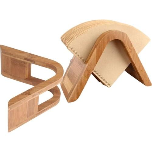 Bamboo Wood Coffee Filter Holder Dispenser Filter Paper Rack Display Shelf Storage 100pcs Filtering Paper Storage Rack Stand