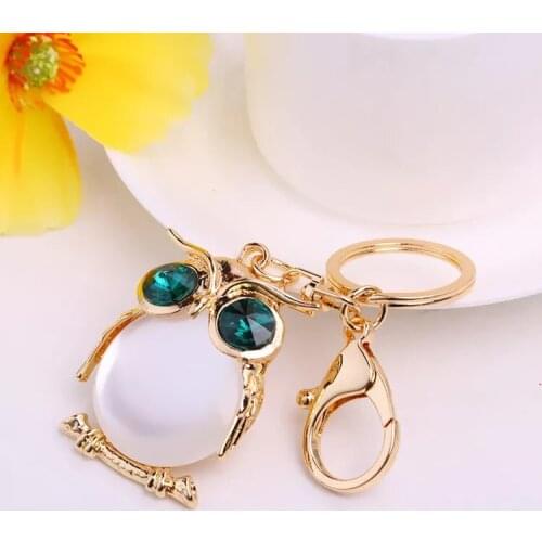 Free shipping 15pcs/lot rhinestone lovely owl keychain purse hanger best wedding showers party favors and gifts supplies