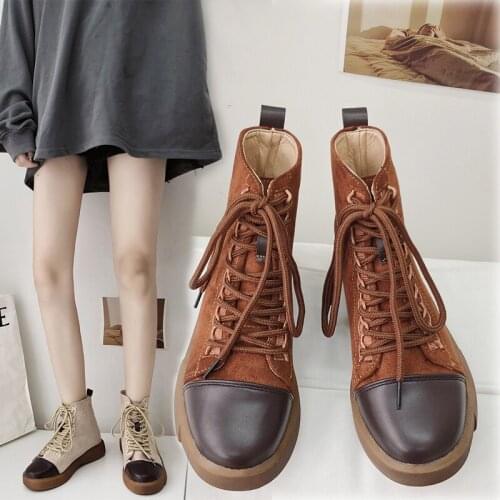 Womens Ankle Boots Fashion Women Fashion Boot Autumn Winter Comfortable Woman Shoes Lace-Up Lady Footwear Plus Size 35-43