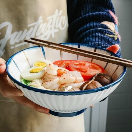 Household Noodle Bowl Soup Bowl Large Bowl Single Hat Bowl Salad Bowl Japanese Style Net Red Ramen Bowl Instant Noodle Bowl