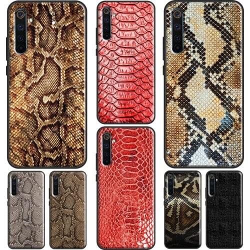 Snake Skin Texture Case For Realme 8 Pro Q3 6 7 Pro GT Neo C15 C11 C3 Cover For OnePlus 9 Pro 8 7T 8T 9R Nord