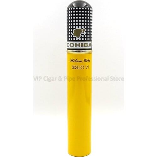 COHIBA Gadget Portable Aluminum Travel Single Cigar Cigarette Tube Case Holder MINI Humidor Mens Tobacco Smoking Tool