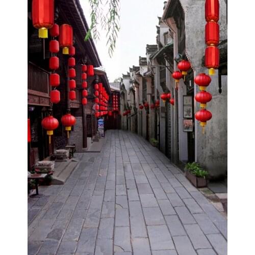 5x7ft Chinese Traditional Alley Red Lantern Photography Backdrops Photo Props Studio Background